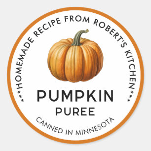 Adesivo Redondo Rótulos de lata de conserva de purê de abóbora cas