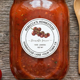Adesivo Redondo rótulos de lata de molho de tomate caseiro