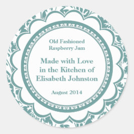 Adesivo Redondo Rótulos de latas Damask para Emperramentos Homemad