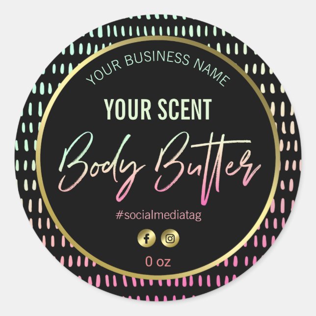 Adesivo Redondo Rótulos de Manteiga Corpo do Retro Divertido (Frente)