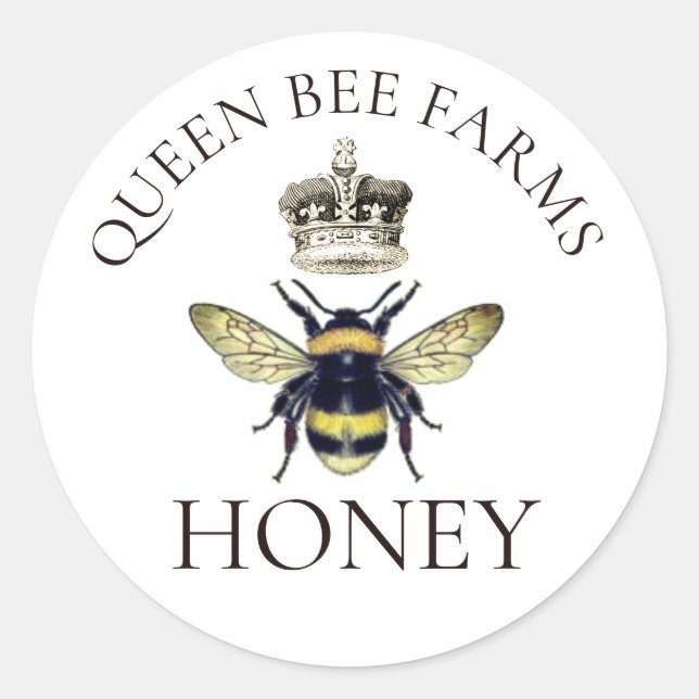 Adesivo Redondo Rótulos De Mel Da Rainha E Coroa Regal (Frente)