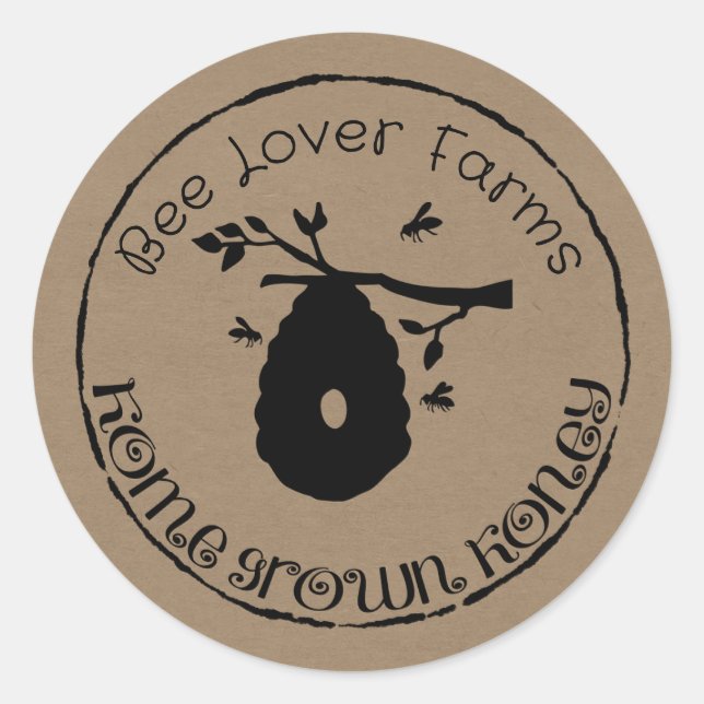Adesivo Redondo Rótulos de mel para o lar que você personaliza (Frente)
