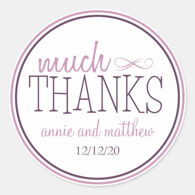 Adesivo Redondo Rótulos de muitos Obrigados (Ameixa/Roxo) (Frente)