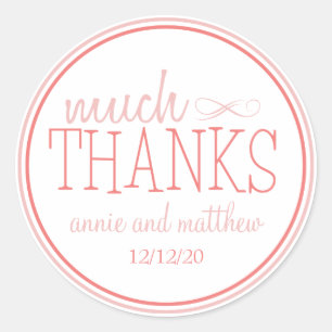 Adesivo Redondo Rótulos de muitos Obrigados (Blush / Terra Cotta)
