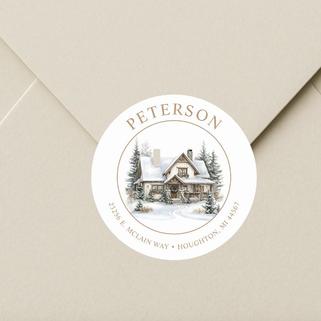 Adesivo Redondo Rótulos de Novo Endereço de Regresso Doméstico (Criador carregado)