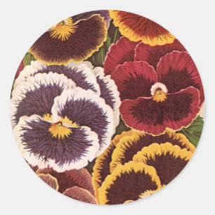Adesivo Redondo Rótulos de Pacotes de Sementes Antigas, Flores de 
