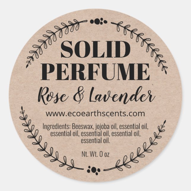 Adesivo Redondo Rótulos de Perfume Solido da Kraft Natural Homemad (Frente)