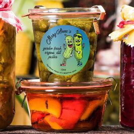 Adesivo Redondo Rótulos de Pickles de Desenhos Animados Divertidos