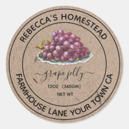 Adesivo Redondo Rótulos de Pote de Conserva de Papel Kraft Geleia 