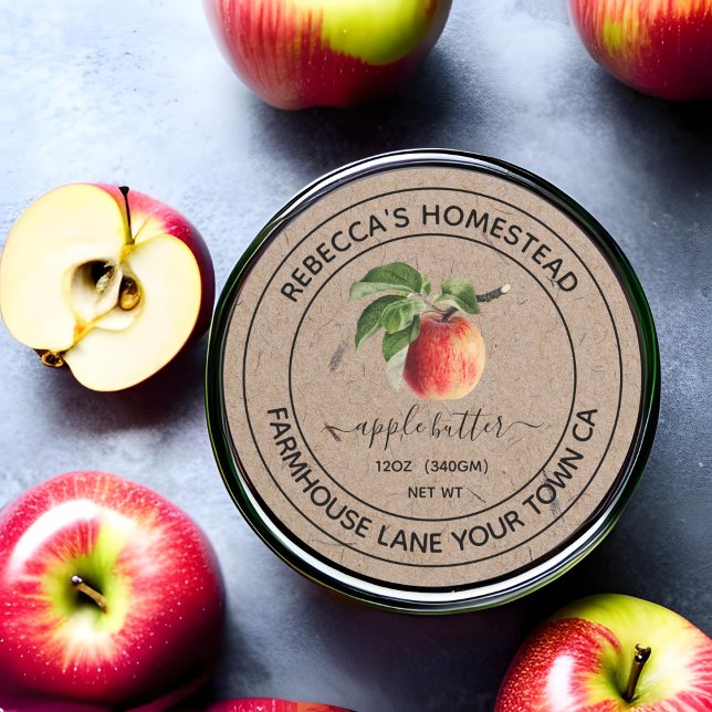 Adesivo Redondo Rótulos de Potes de Conserva de Manteiga de Maçã e (Criador carregado)