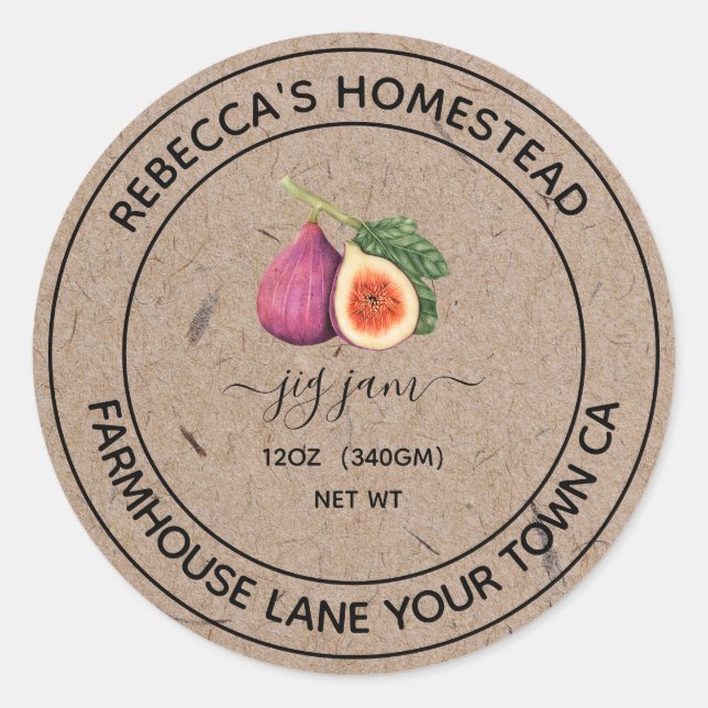 Adesivo Redondo Rótulos de Potes de Conserva em Papel Kraft para G (Frente)