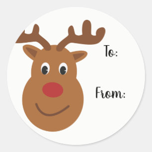 Adesivo Redondo Rótulos de Presente de Natal para Reindeer