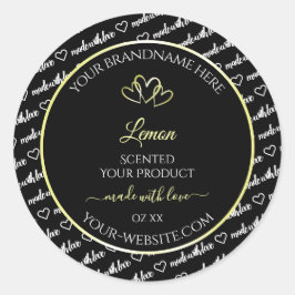 Adesivo Redondo Rótulos de Produto de Arte Branca Preta Cream Cora