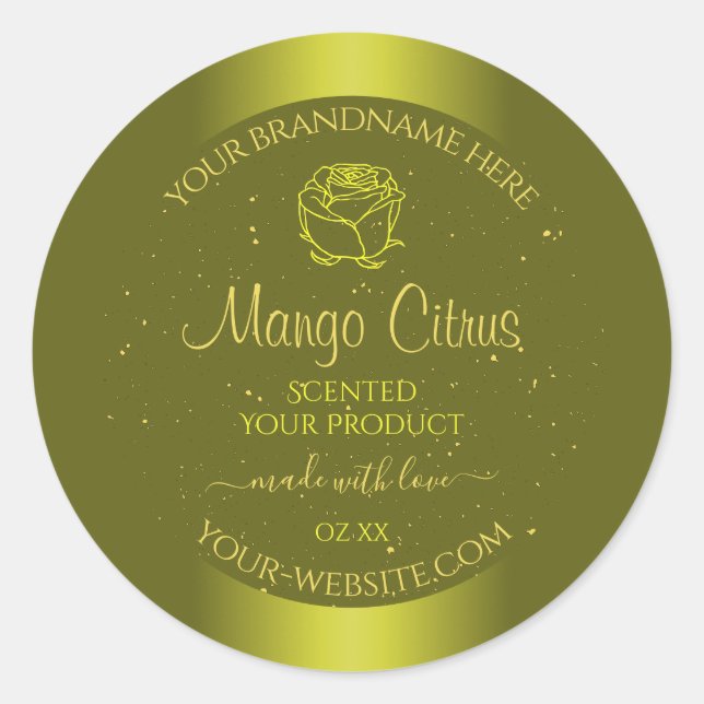 Adesivo Redondo Rótulos de Produto de Mostarda Amarela Dourada Flo (Frente)