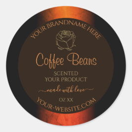 Adesivo Redondo Rótulos de Produto Marmoso Laranja Luminoso Castan