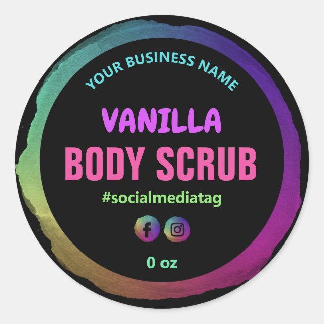 Adesivo Redondo Rótulos de produto Neon Rainbow (Frente)