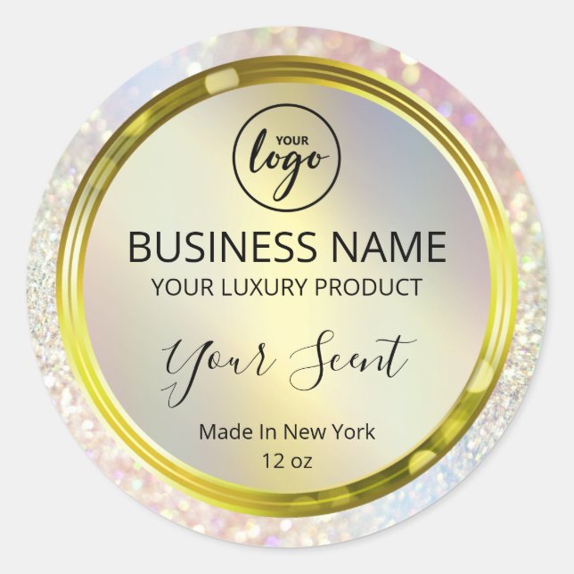Adesivo Redondo Rótulos de produtos holográficos brilhantes (Frente)