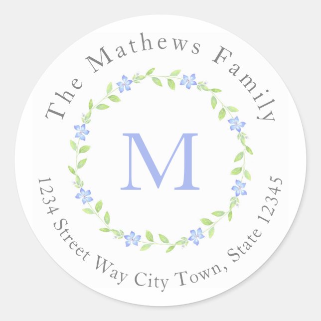 Adesivo Redondo Rótulos de sola (Flor Vinca) (Frente)