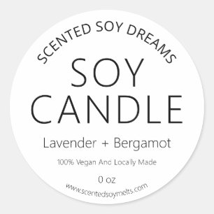 Adesivo Redondo Rótulos de velas de soja branca minimalista simpl