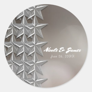Adesivo Redondo Rótulos de vinho com estrelas prateadas e luzes el