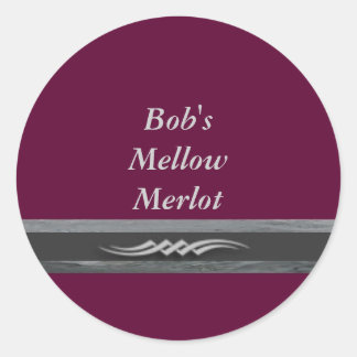 Adesivo Redondo Rótulos de Vinho Mellow Merlot do Bob
