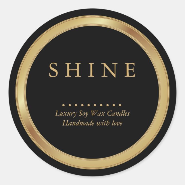 Adesivo Redondo Rótulos Dourados e Pretos Metálicos (Frente)