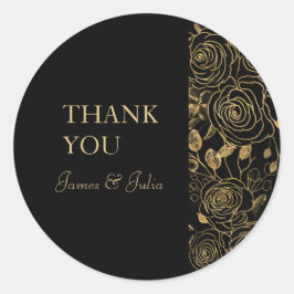 Adesivo Redondo Rótulos Flores Douradas