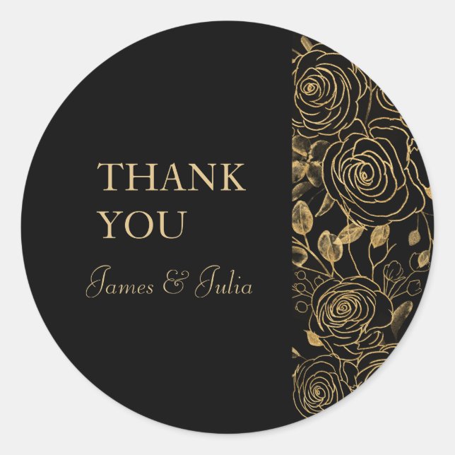 Adesivo Redondo Rótulos Flores Douradas (Frente)