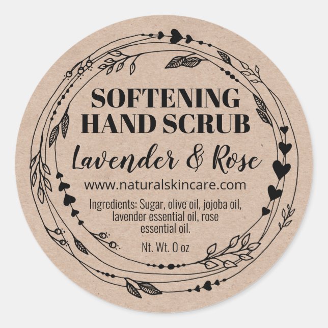 Adesivo Redondo Rótulos Kraft de Mão de Açúcar Fabricado (Frente)