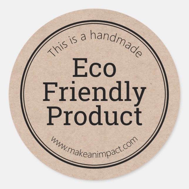 Adesivo Redondo Rótulos Kraft de produtos ecológicos simples (Frente)