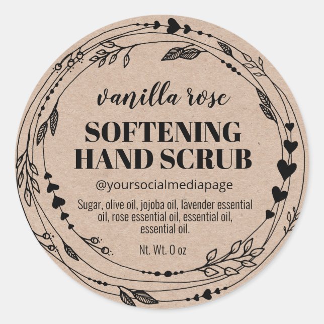 Adesivo Redondo Rótulos Kraft Scrub (Frente)