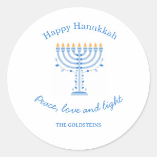 Adesivo Redondo Rótulos personalizados de Hannukah - Feliz Hanukka