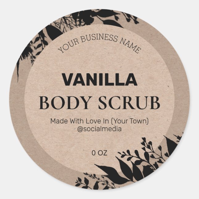 Adesivo Redondo Rótulos Rustic Product (Frente)