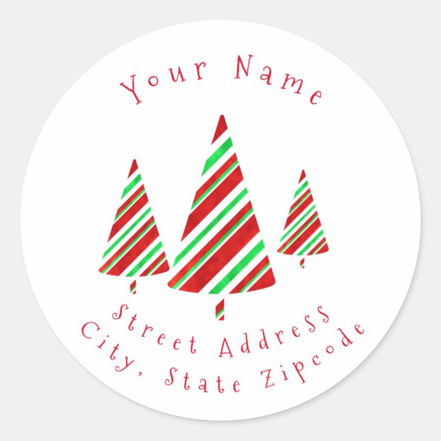 Adesivo Redondo Rótulos "Verdes Vermelhos Vermelhos" das Árvores E (Frente)