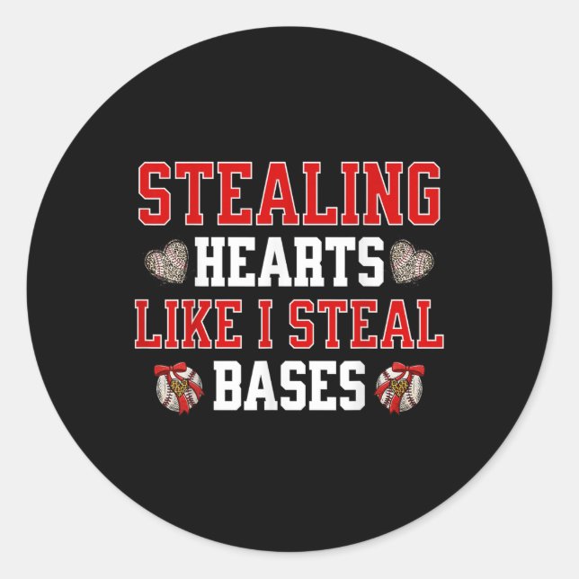 Adesivo Redondo Roubando Corações Como Roubo Bases De Baseball Val (Frente)