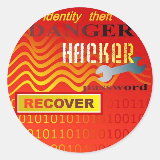 Adesivo Redondo Roubo de identidade (Frente)