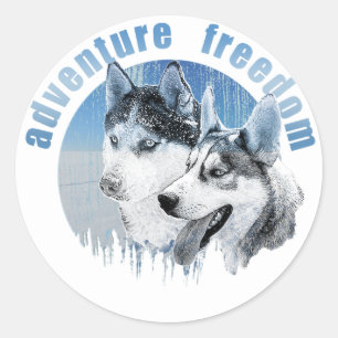 Adesivo Redondo Rouco Abenteuer Freiheit Schnee HuskyARTist