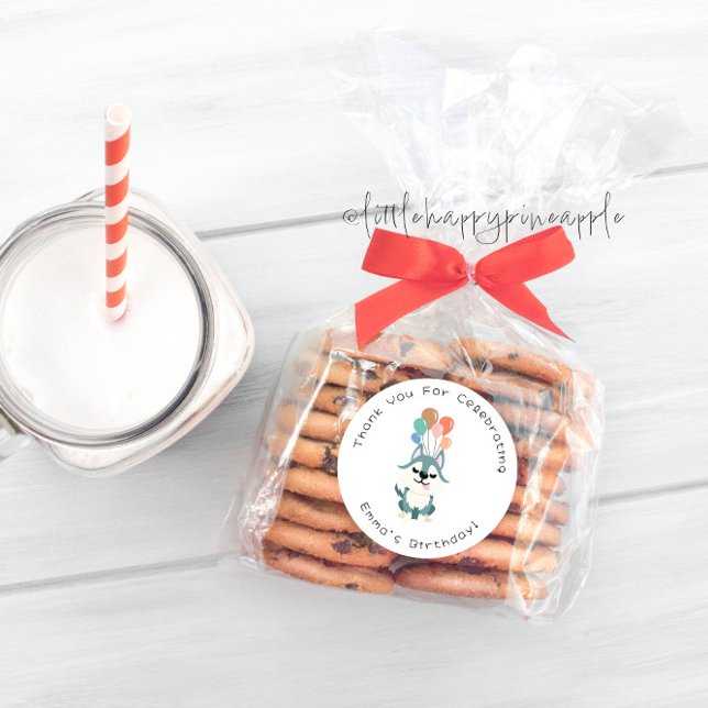 Adesivo Redondo Rouco Festa de aniversário Obrigado (Criador carregado)