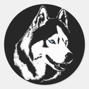 Adesivo Redondo Rouco Stickers Siberian Husky Malamute Stickers