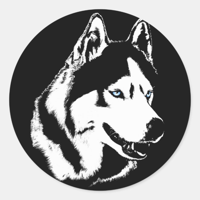 Adesivo Redondo Rouco Stickers Siberian Husky Malamute Stickers (Frente)