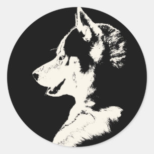 Adesivo Redondo Rouco Stickers Siberian Husky Malamute Stickers