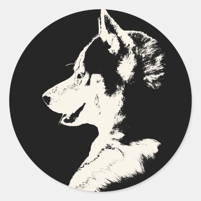 Adesivo Redondo Rouco Stickers Siberian Husky Malamute Stickers (Frente)