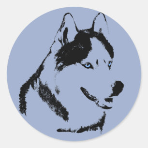 Adesivo Redondo Rouco Stickers Siberian Husky Malamute Stickers
