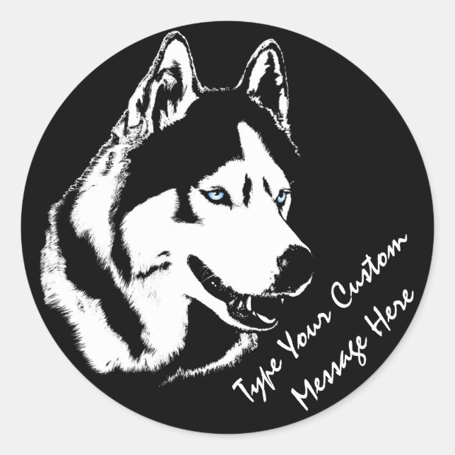 Adesivo Redondo Rouco Stickers Siberian Husky Malamute Stickers (Frente)