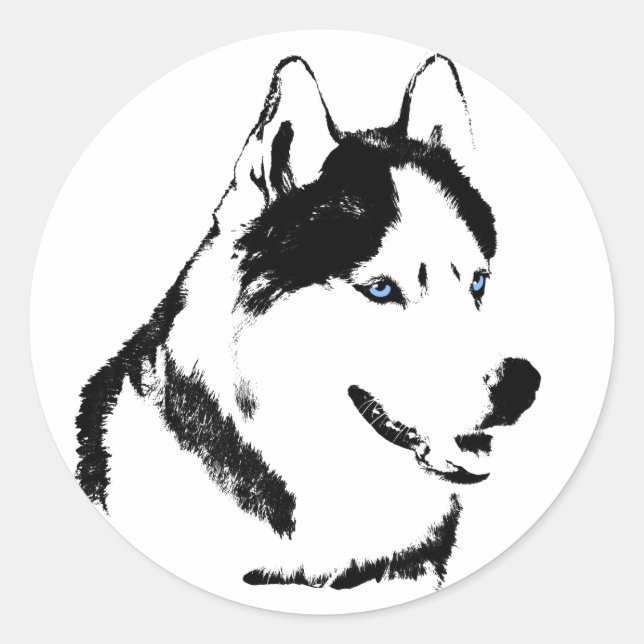 Adesivo Redondo Rouco Stickers Siberian Husky Malamute Stickers (Frente)