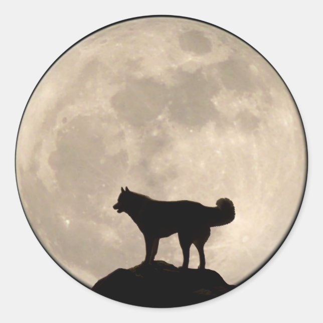 Adesivo Redondo Rouco Stickers Siberian Husky Malamute Stickers (Frente)