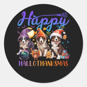 Adesivo Redondo Rough Collie Dog Halloween Christmas Halloth