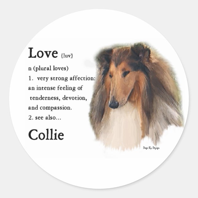 Adesivo Redondo Rough Collie Gifts (Frente)