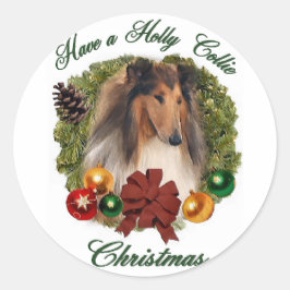 Adesivo Redondo Rough Collie Natal Gifts