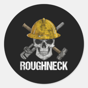 Adesivo Redondo Roughneck Skull Oilfield Worker Oil Field Rig